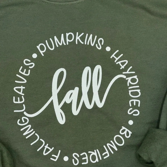 FALL Crewneck Pullover Sweatshirt various sizes NEW!! Pumpkins Hayrides Bonfires - Picture 2 of 4